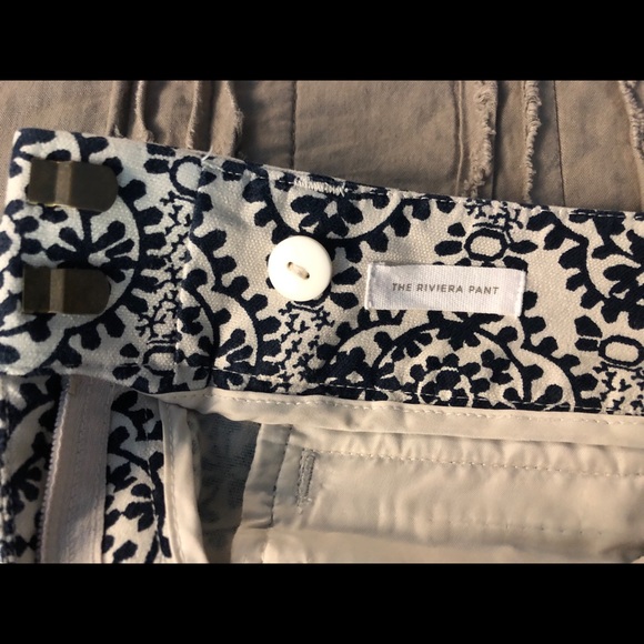 Loft Riveria Navy & Cream Tile-Print Ankle Pants - Picture 4 of 6